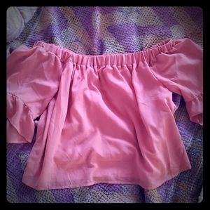 Express Women's Off Shoulder Ruffled Sleeve Shirt